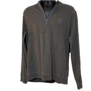 Johnnie-O Quarter Zip Pullover Mens Large Gray Heather Surfer Logo Excellent